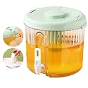 1 Gallon Plastic Clear Drink Dispenser for Fridge,Beverage Dispenser with Spigot and Cup Holder,Lemonade Juice Containers with Lids for Parties (Round, Green)