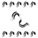 1 Inch Reinforced Rigid Pipe Strap, 2 Holes U Bracket Cable Clamp Hanger, Rubber Cushioned Insulated Clamp, Conduits Strap Clamps for Pipe Fixing on Various Surfaces, 10 PCS(25mm)