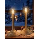 1 Light Christmas Window Candles, Electric Window Candles with 4 C7 Light Bulbs, Plug in Electric Candle for Christmas Party Home Decorating Restaurant Table Décor, Ivory -2 Pack