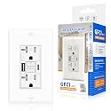 1 Pack 20A GFCI Outlet with USB A&C Ports, Self-Test TR White