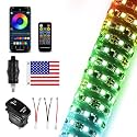 1 Pack 3FT Fat LED Lights with App & Remote Control, Spiral RGB Chasing Antenna Whips for SXS UTV ATV RZR, Can-Am X3 Off-Road