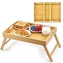 1-Pack Bamboo Bed Tray with Folding Legs & Handles - Breakfast Laptop Desk