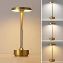 1 Pack Cordless Rechargeable LED Table Lamp, Portable Desk Lamp，Gold