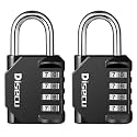 2 Pack disecu 4 Digit Combination Lock, Outdoor Waterproof Padlock for School Gym Locker, Sports Locker, Storage Unit, Fence, Gate, Toolbox (Black)