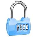 1 Pack disecu 4-Digit Combination Lock, Waterproof Outdoor Padlock for School Gym Locker, Fence, Gate, Shed, Storage Unit (Azury)