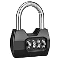 1 Pack disecu 4-Digit Combination Lock, Waterproof Outdoor Padlock for School Gym Locker, Fence, Gate, Shed, Storage Unit (Black)