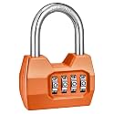 1 Pack disecu 4 Digit Combination Lock, Outdoor Waterproof Padlock for School Gym Locker, Fence, Gate, Shed, Storage Unit, Case, Toolbox (Orange)