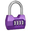 1 Pack disecu 4-Digit Combination Lock, Waterproof Outdoor Padlock for School Gym Locker, Fence, Gate, Shed, Storage Unit (Purple)
