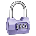 1 Pack disecu 4 Digit Combination Lock, Outdoor Waterproof Padlock for School Gym Locker, Fence, Gate, Shed, Storage Unit, Case, Toolbox (Lavender)