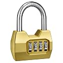 1 Pack disecu 4 Digit Combination Lock, Outdoor Waterproof Padlock for School Gym Locker, Fence, Gate, Shed, Storage Unit, Case, Toolbox (Gold)