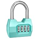 1 Pack disecu 4-Digit Combination Lock, Waterproof Outdoor Padlock for School Gym Locker, Fence, Gate, Shed, Storage Unit (Turquoise)
