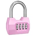 1 Pack disecu 4-Digit Combination Lock, Waterproof Outdoor Padlock for School Gym Locker, Fence, Gate, Shed, Storage Unit (Pink)