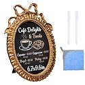 1 Pack Framed Tabletop Chalkboard Sign 6.7 x 10 in Rustic Frame, Oval Bow