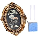 1 Pack Framed Tabletop Chalkboard Sign 10 x 8 in Rustic Frame, Oval