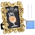 1 Pack Framed Tabletop Chalkboard Sign 5.9 x 7.8 in Rustic Frame, Ginkgo