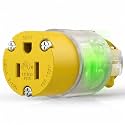 1 Pack Lighted Extension Cord Ends Replacement Female Plug 3 Prong 15A 125V NEMA 5-15R, Electrical Replacement Plug,Female Extension Cord Ends, 15 Amp Electric Plugs, UL Listed,Yellow