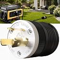 1 Pack NEMA L6‑30P Locking Plug 30 Amp Male 30A 250V Twist Lock L6‑30 Plug, Industrial Grade 2‑Pole 3‑Wire, Nylon &amp; Brass, Secure L630P Plug for Generator, RV, Welding, Transfer Switch