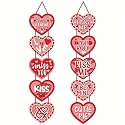 1 Pair Heart Door Sign Red Heart Paper Door Hanger Love Door Decorations Wedding Party Anniversary Home Front Door Decorations Window Wall Heart Shaped Decor