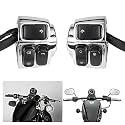 1 Pair Motorcycle 1" Handlebar Switches Control and Wiring Harness with 1996-2012 Harley Softail Dyna Sportster V-Rod（Silver）