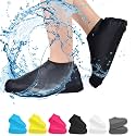 1 Pairs Reusable Shoe Covers, Anti-Slip Water Resistant Overshoes Silicone Rubber Shoe Cover Protectors for Kids, Men, Women - US Size 4-10 (Large, black)