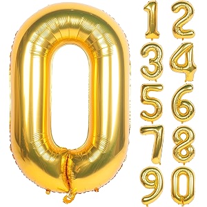 1 pc big size number 0 foil balloon 32 inch large gold number foil balloon 0 to 9 number balloons for decoration 10th birthday anniversary decoration items pack of 1 gold