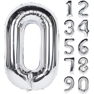 1 pc big size number 0 foil balloon 32 inch large silver number foil balloon 0 to 9 number balloons for decoration birthday anniversary decoration items pack of 1 silver