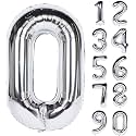 1 Pc Big Size Number 0 Foil Balloon 32 Inch Large Silver Number Foil Balloon 0 to 9 Number Balloons for Decoration Birthday Anniversary Decoration Items (Pack of 1, Silver)