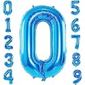 1 Pc Big Size Number 0 Foil Balloon 32 Inch Large Blue Number Foil Balloon 0 to 9 Number Balloons for Decoration 10th Birthday Anniversary Decoration Items (Pack of 1, Blue)