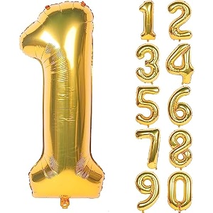 1 pc big size number 1 foil balloon 32 inch large gold number foil balloon 0 to 9 number balloons for decoration 1st birthday anniversary decoration items pack of 1 gold