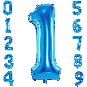 1 pc big size number 1 foil balloon 32 inch large blue number foil balloon 0 to 9 number balloons for decoration 1st birthday anniversary decoration items pack of 1 blue