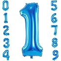 1 Pc Big Size Number 1 Foil Balloon 32 Inch Large Blue Number Foil Balloon 0 to 9 Number Balloons for Decoration 1st Birthday Anniversary Decoration Items (Pack of 1, Blue)