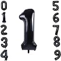 1 Pc Big Size Number 1 Foil Balloon 32 Inch Large Black Number Foil Balloon Gradient 0 to 9 Number Balloons for Decoration 1st Birthday Anniversary Decoration Items (Pack of 1, Black)