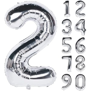 1 pc big size number 2 foil balloon 32 inch large silver number foil balloon 0 to 9 number balloons for decoration 2nd birthday anniversary decoration items pack of 1 silver