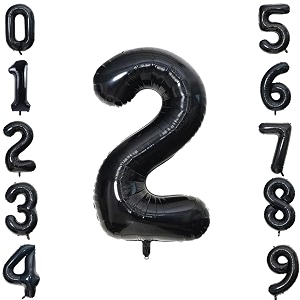 1 pc big size number 2 foil balloon 32 inch large black number foil balloon gradient 0 to 9 number balloons for decoration 2nd birthday anniversary decoration items pack of 1 black