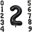 1 Pc Big Size Number 2 Foil Balloon 32 Inch Large Black Number Foil Balloon Gradient 0 to 9 Number Balloons for Decoration 2nd Birthday Anniversary Decoration Items (Pack of 1, Black)