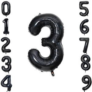 1 pc big size number 3 foil balloon 32 inch large black number foil balloon gradient 0 to 9 number balloons for decoration 3rd birthday anniversary decoration items pack of 1 black