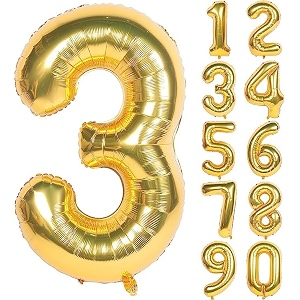 1 pc big size number 3 foil balloon 32 inch large gold number foil balloon 0 to 9 number balloons for decoration 3rd birthday anniversary decoration items pack of 1 gold