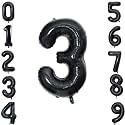1 Pc Big Size Number 3 Foil Balloon 32 Inch Large Black Number Foil Balloon Gradient 0 to 9 Number Balloons for Decoration 3rd Birthday Anniversary Decoration Items (Pack of 1, Black)