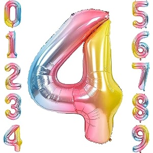 1 pc big size number 4 foil balloon 32 inch large rainbow number foil balloon gradient 0 to 9 number balloons for decoration 4th birthday anniversary decoration itemspack of 1rainbow
