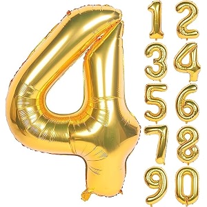 1 pc big size number 4 foil balloon 32 inch large gold number foil balloon 0 to 9 number balloons for decoration 4th birthday anniversary decoration items pack of 1 gold