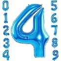 1 Pc Big Size Number 4 Foil Balloon 32 Inch Large Blue Number Foil Balloon 0 to 9 Number Balloons for Decoration 4th Birthday Anniversary Decoration Items (Pack of 1, Blue)