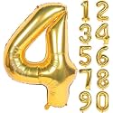 1 Pc Big Size Number 4 Foil Balloon 32 Inch Large Gold Number Foil Balloon 0 to 9 Number Balloons for Decoration 4th Birthday Anniversary Decoration Items (Pack of 1, Gold)