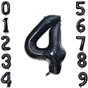 1 Pc Big Size Number 4 Foil Balloon 32 Inch Large Black Number Foil Balloon Gradient 0 to 9 Number Balloons for Decoration 4th Birthday Anniversary Decoration Items (Pack of 1, Black)