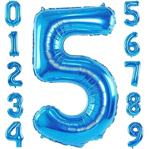 1 pc big size number 5 foil balloon 32 inch large blue number foil balloon 0 to 9 number balloons for decoration 5th birthday anniversary decoration items pack of 1 blue