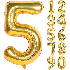 1 pc big size number 5 foil balloon 32 inch large gold number foil balloon 0 to 9 number balloons for decoration 5th birthday anniversary decoration items pack of 1 gold