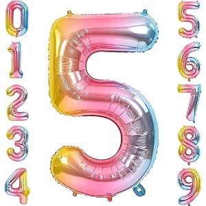 1 pc big size number 5 foil balloon 32 inch large rainbow number foil balloon gradient 0 to 9 number balloons for decoration 5th birthday anniversary decoration itemspack of 1rainbow