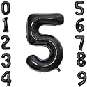 1 Pc Big Size Number 5 Foil Balloon 32 Inch Large Black Number Foil Balloon Gradient 0 to 9 Number Balloons for Decoration 5th Birthday Anniversary Decoration Items (Pack of 1, Black)