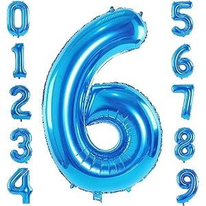 1 pc big size number 6 foil balloon 32 inch large blue number foil balloon 0 to 9 number balloons for decoration 6th birthday anniversary decoration items pack of 1 blue
