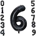 1 Pc Big Size Number 6 Foil Balloon 32 Inch Large Black Number Foil Balloon Gradient 0 to 9 Number Balloons for Decoration 6th Birthday Anniversary Decoration Items (Pack of 1, Black)
