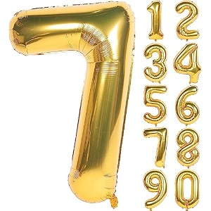 1 pc big size number 7 foil balloon 32 inch large gold number foil balloon 0 to 9 number balloons for decoration 7th birthday anniversary decoration items pack of 1 gold